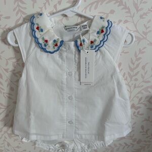 NWT *Janie and Jack* White Top with Floral Embroidery